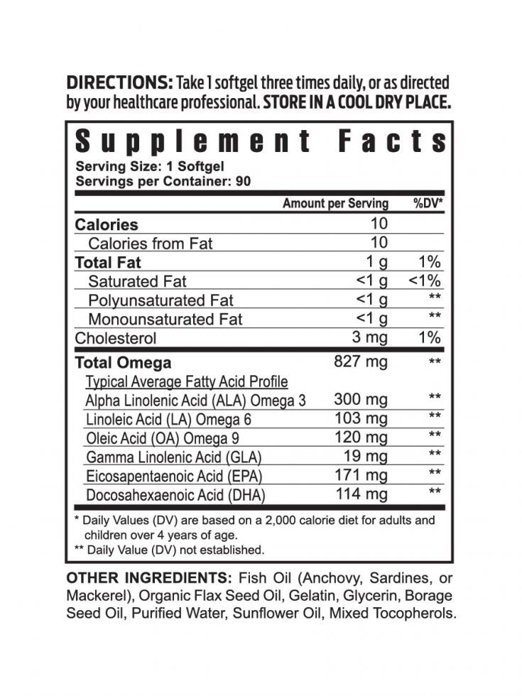 Efa Plus 90 Capsules supplement facts