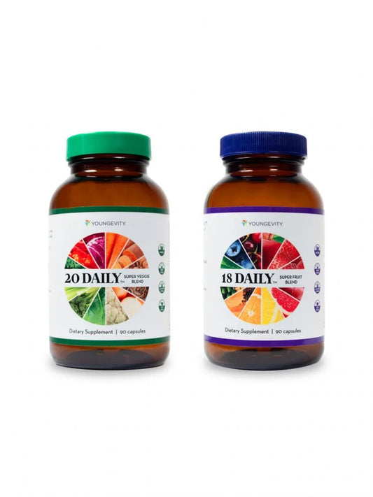 18 Daily Super Fruit Blend & 20 Daily Super Veggie Blend