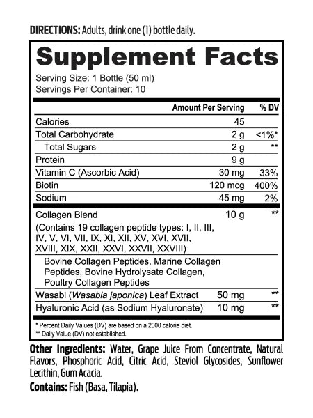 Super Collagen Shot supplement facts