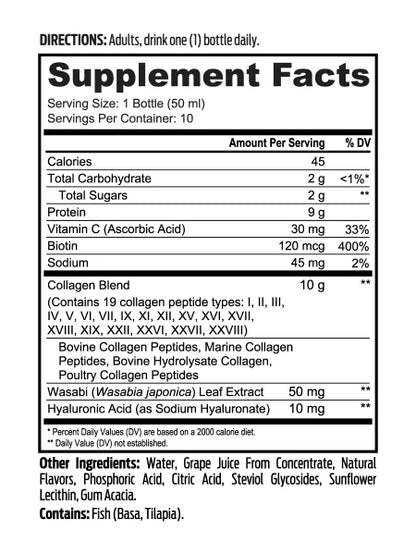 Super Collagen Shot supplement facts