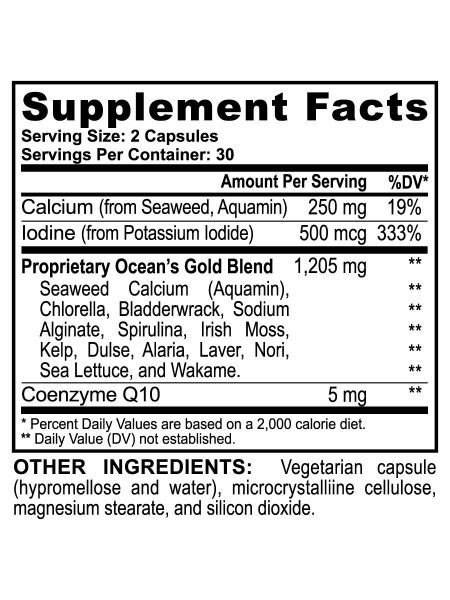 Ocean's Gold supplement facts Ocean's Gold supplement facts