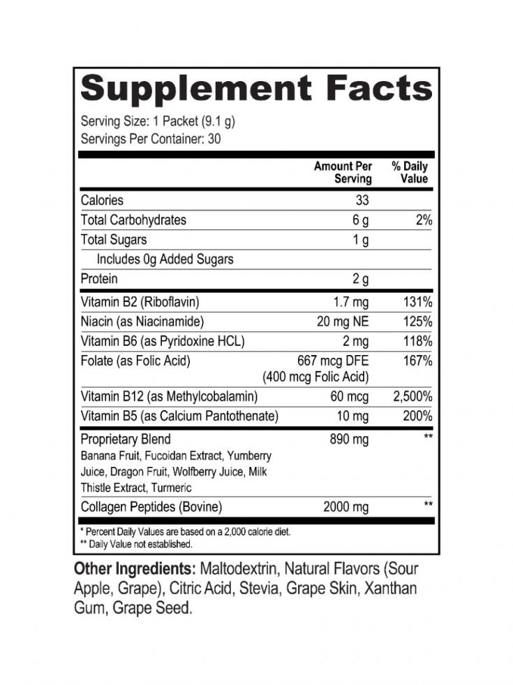 zradical +collagen supplement facts